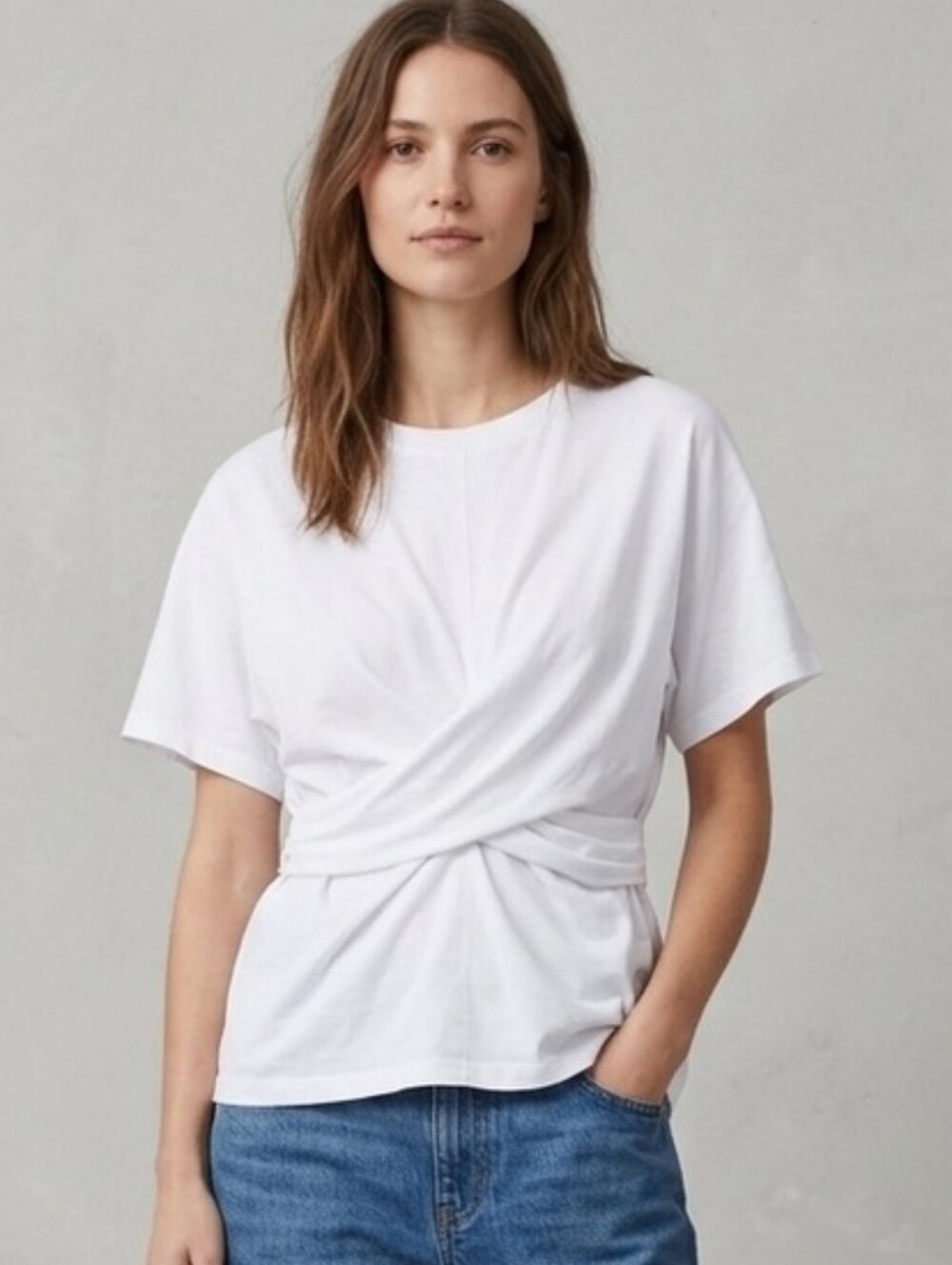 🌟7/25$ Banana Republic White Twist-Waist Short Sleeve Tee